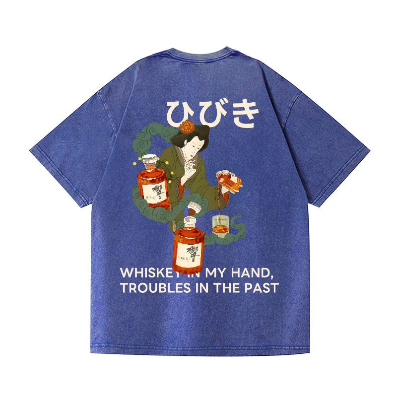 Hibiki Vintage Wash Japanese Design Back Art T-Shirt