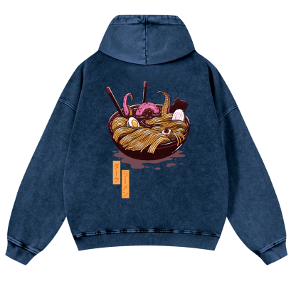 Ramen Vintage Washed Cotton Back Art Hoodie