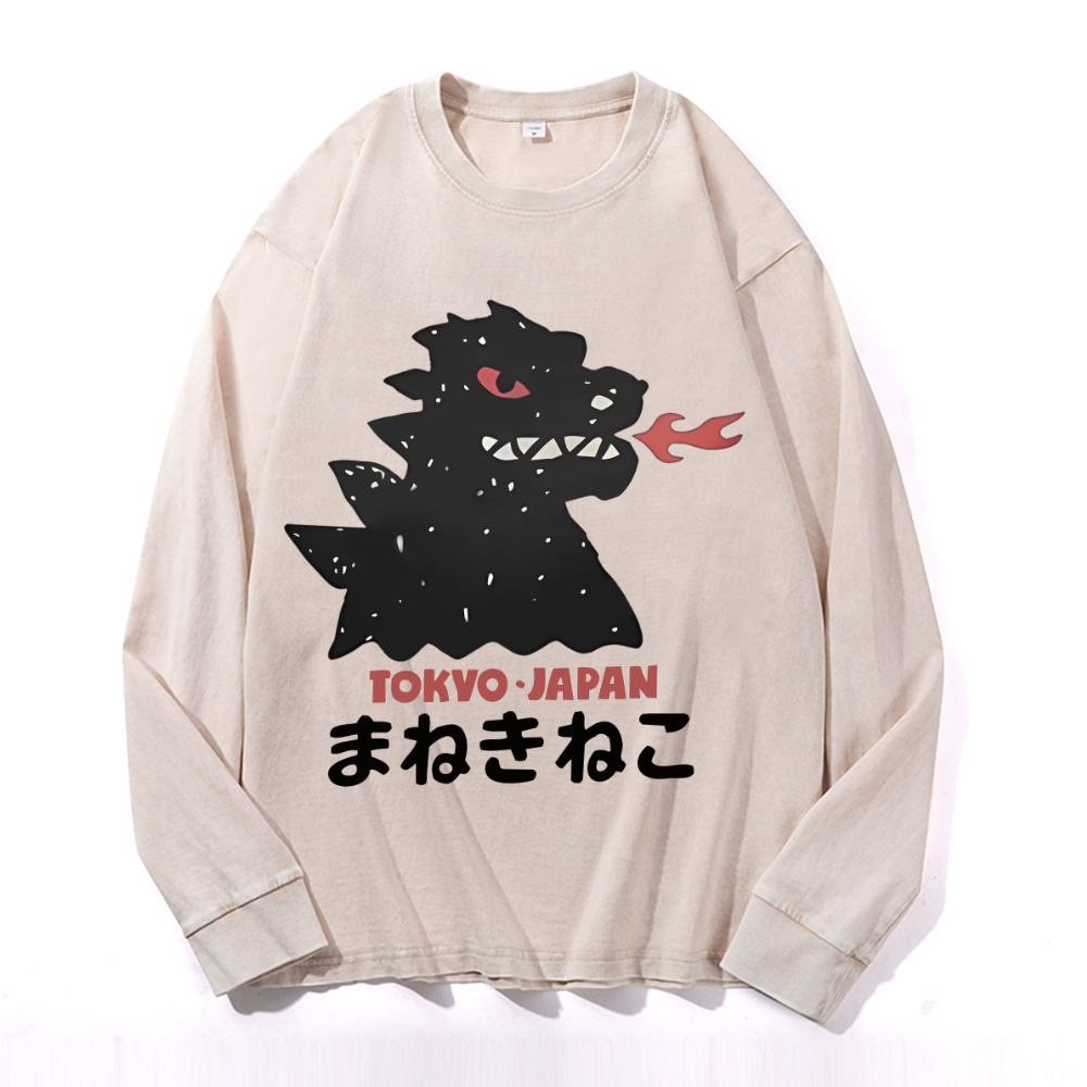 Godzilla Vintage Cotton Wash Crewneck Sweatshirt