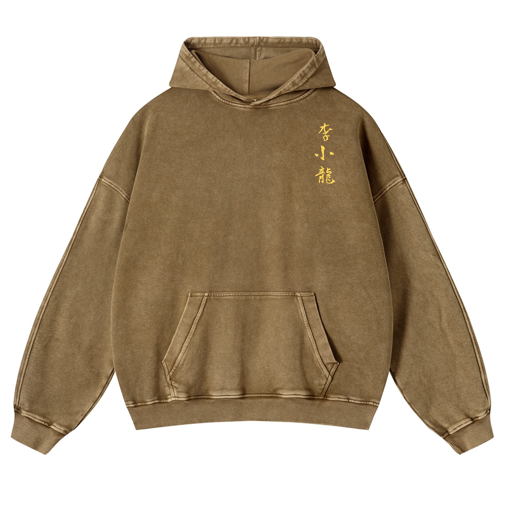 Bruce Lee Water Vintage Washed Cotton Back Art Hoodie