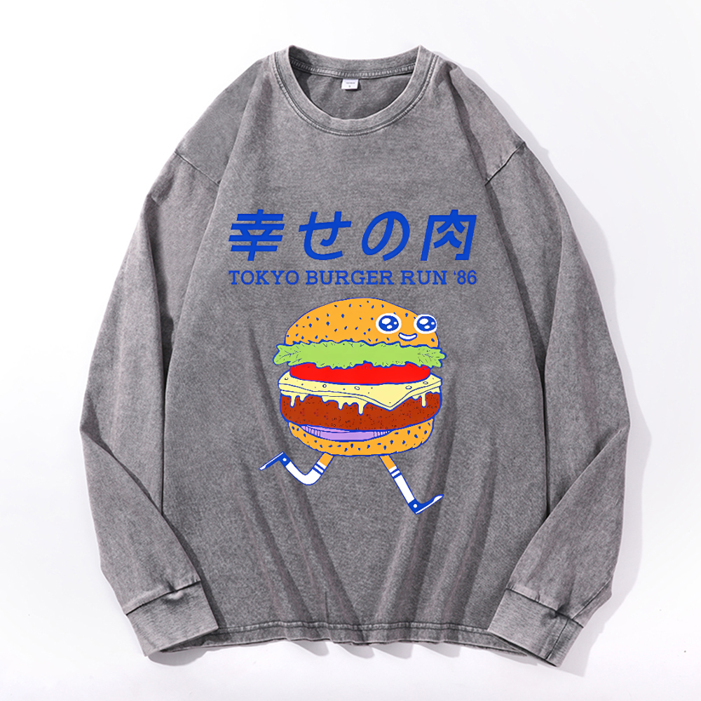 TOKYO BURGER RUN '86 Vintage Cotton Wash Crewneck Sweatshirt
