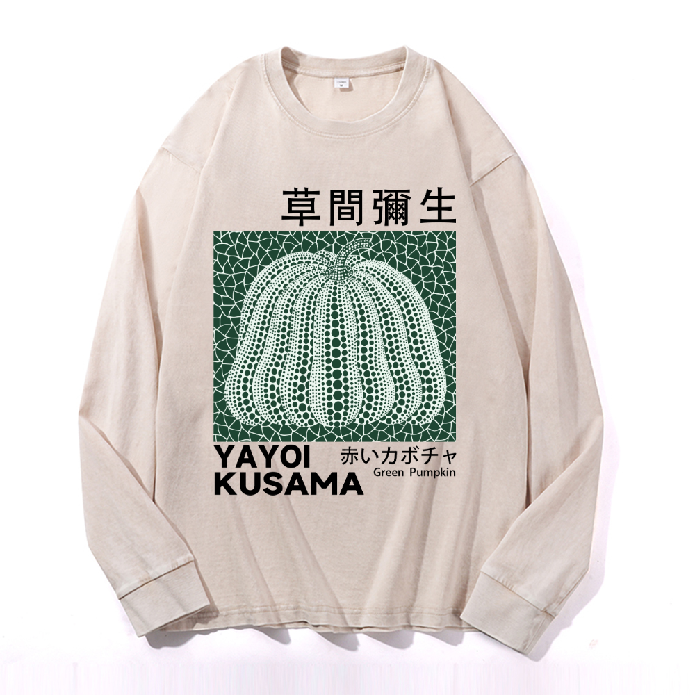 Yayoi Kusama Pumpkin Vintage Cotton Wash Crewneck Sweatshirt