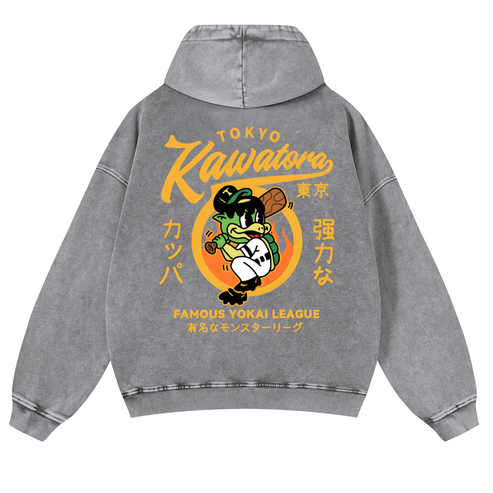 Tokyo Kawatora Vintage Washed Cotton Back Art Hoodie