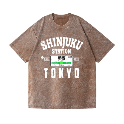 Shinjuku Station Vintage Wash Japanese Design T-Shirt
