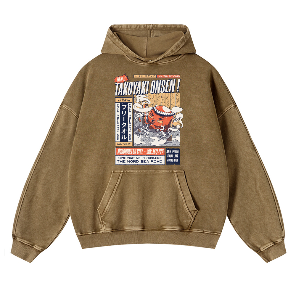 Takoyaki Octopus Vintage Washed Thick Cotton Hoodie