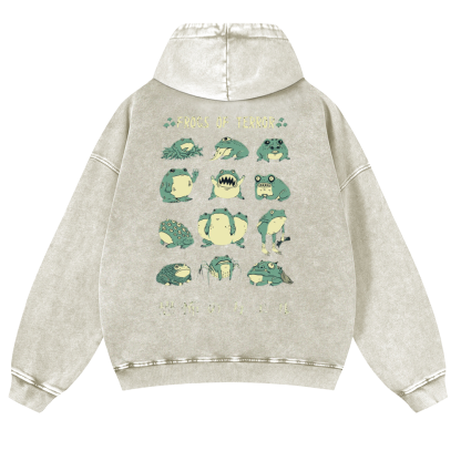 Frog Vintage Washed Cotton Back Art Hoodie