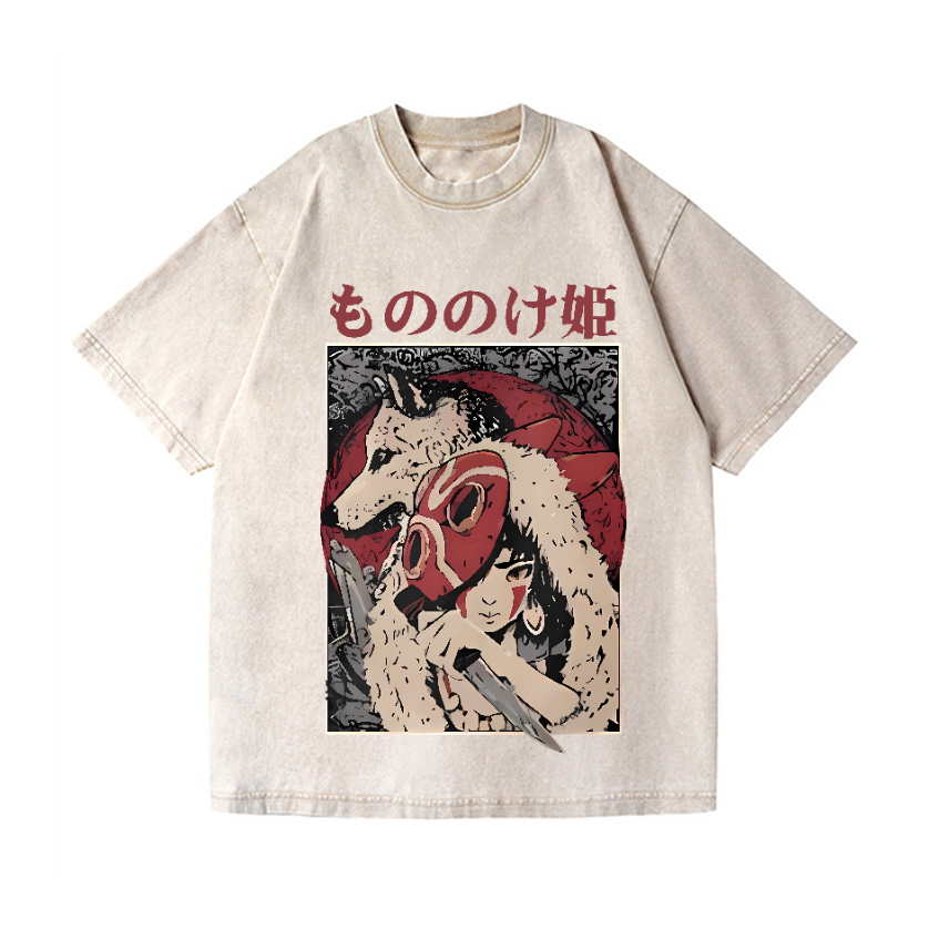 Princess Mononoke Hayao Miyazaki Ghibli Anime Vintage Wash Japanese Design T-Shirt