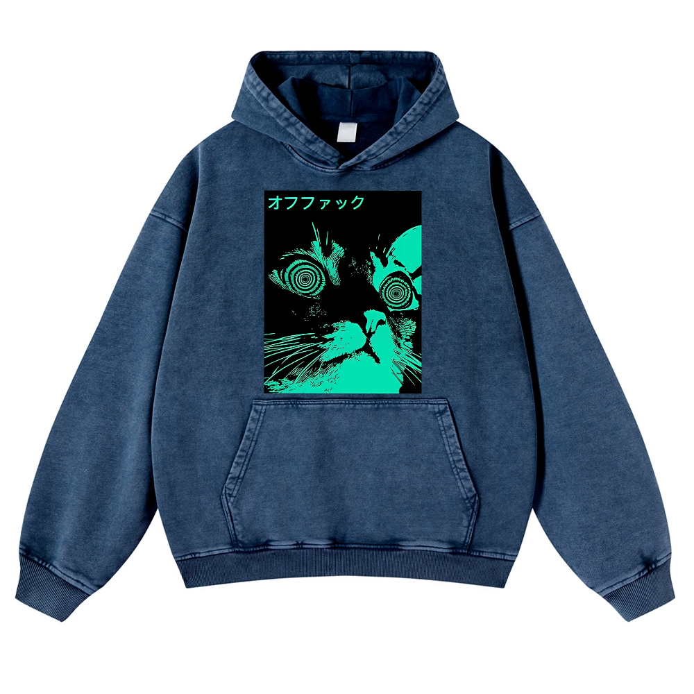 Enigmatic Cat Eyes Vintage Washed Thick Cotton Hoodie