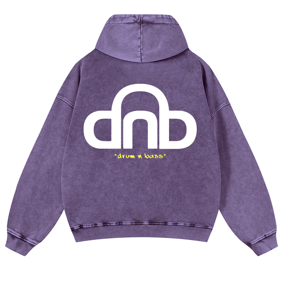 Drum & Bass Vintage Washed Cotton Back Art Hoodie