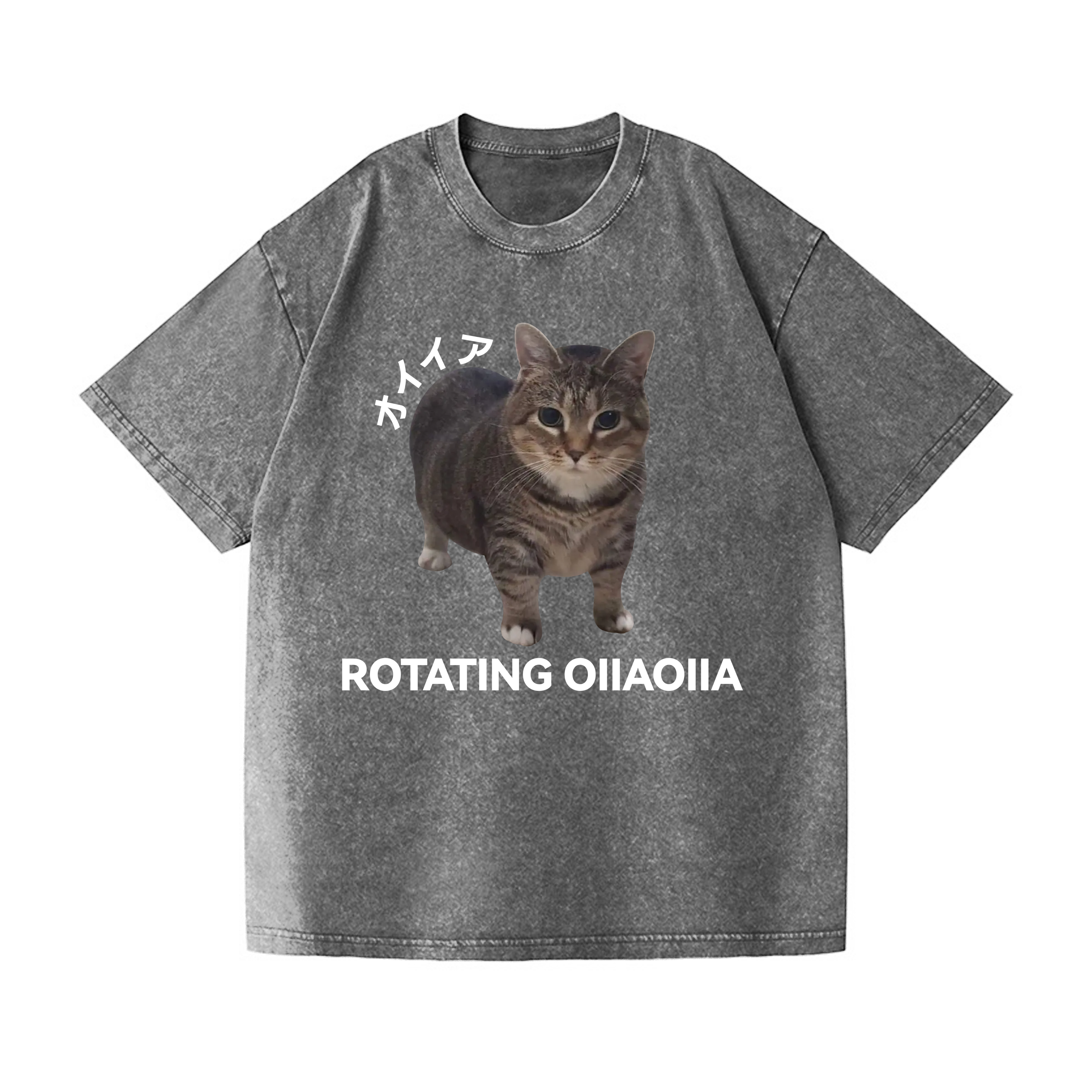 OIIA Cat Vintage Wash Japanese Design T-Shirt