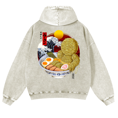 Ramen Yummy Vintage Washed Cotton Back Art Hoodie