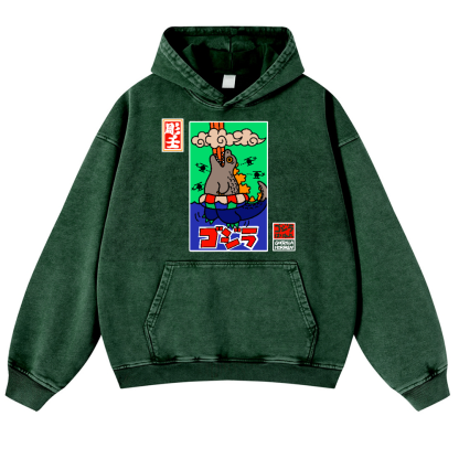Godzilla Vintage Washed Thick Cotton Hoodie