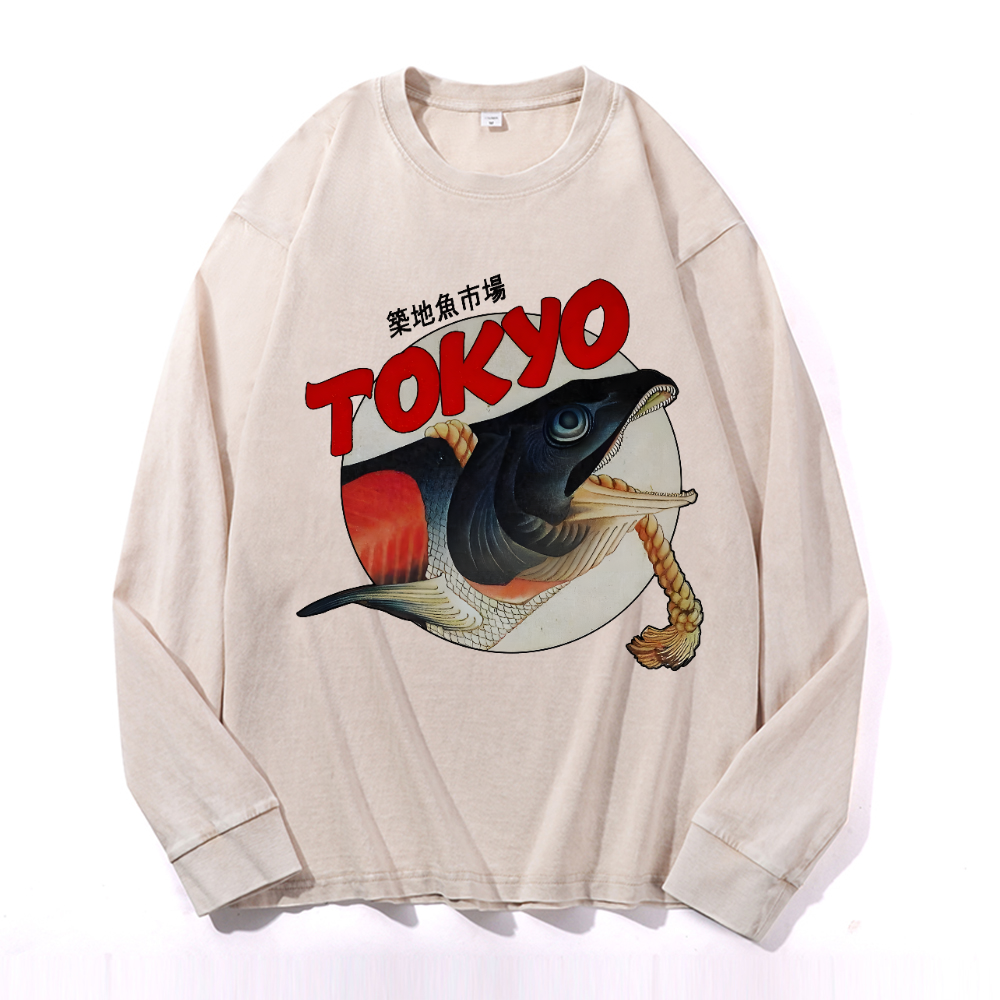 Tokyo Fish Vintage Cotton Wash Crewneck Sweatshirt