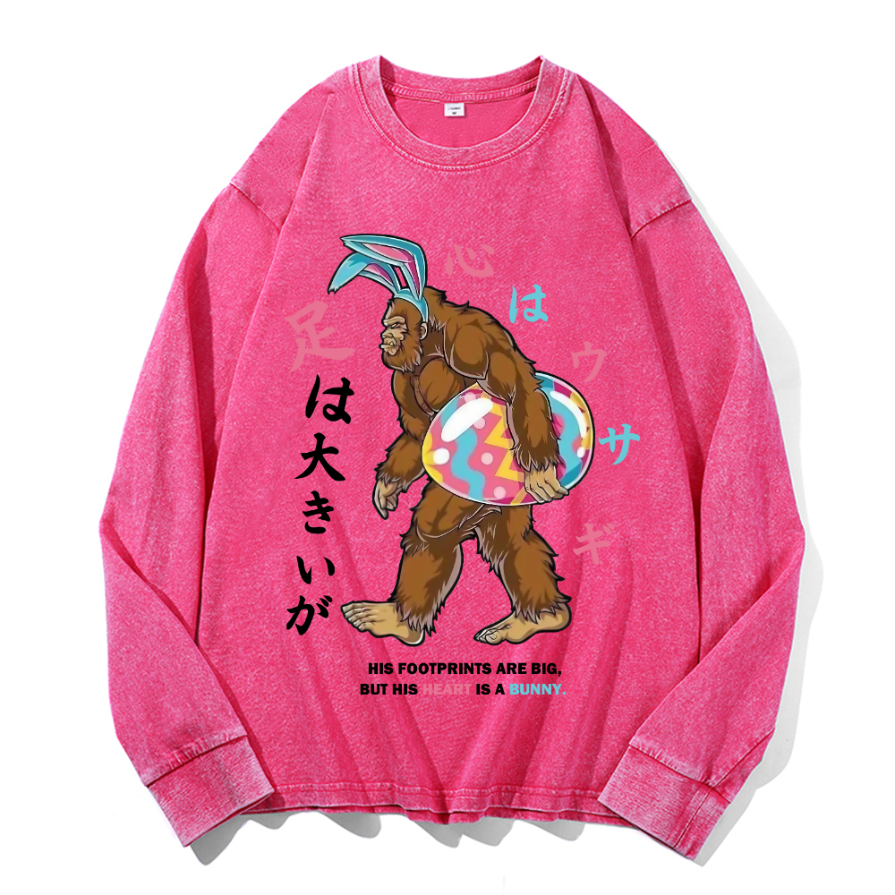 Easter Bigfoot Vintage Cotton Wash Long-sleeve T-shirt