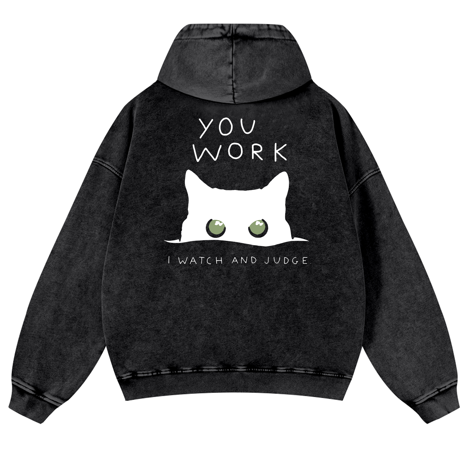 Cat Vintage Washed Cotton Back Art Hoodie