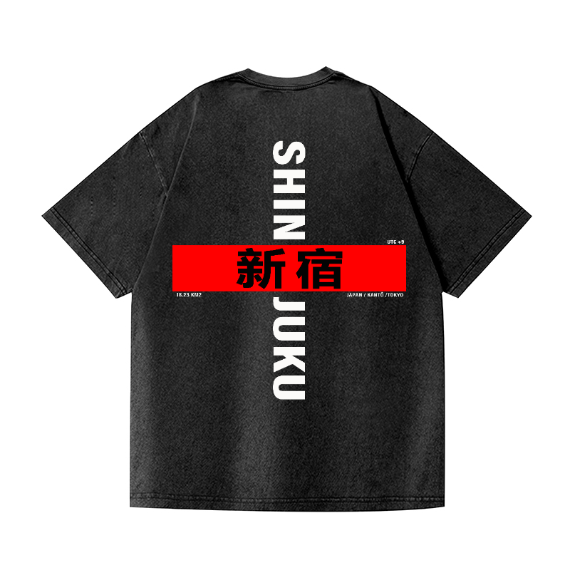Shinjuku Vintage Wash Japanese Design Back Art T-Shirt