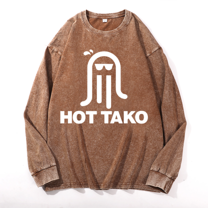 Hot Tako Octopus Vintage Cotton Wash Crewneck Sweatshirt