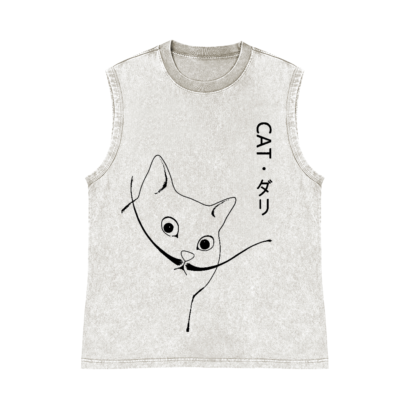 CAT Pure Cotton Wash-Dyed Sleeveless Tank Top