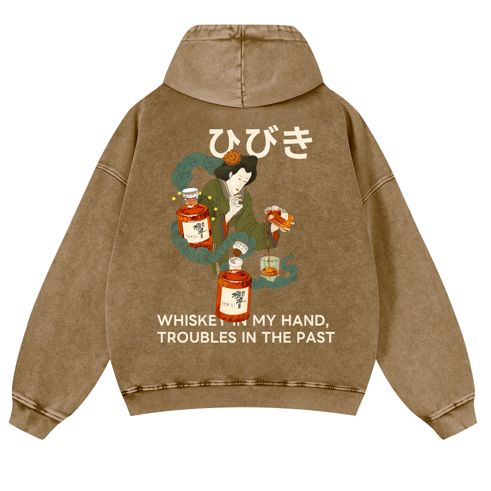 Hibiki Whisky Vintage Washed Cotton Back Art Hoodie