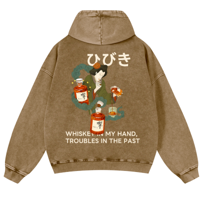 Hibiki Whisky Vintage Washed Cotton Back Art Hoodie