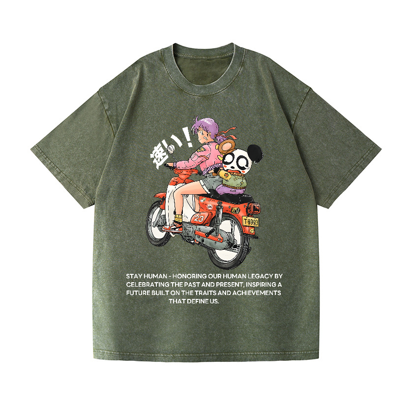 Motorcycle Vintage Wash Japanese Design T-Shirt