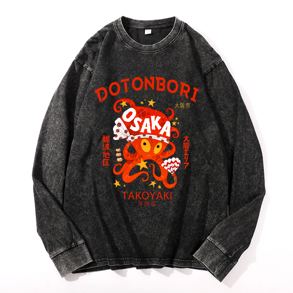 Dotonbori Takoyaki Vintage Cotton Wash Crewneck Sweatshirt