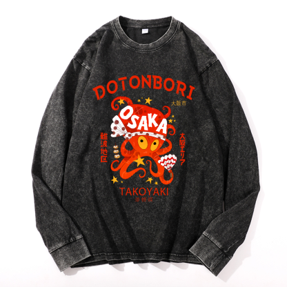 Dotonbori Takoyaki Vintage Cotton Wash Crewneck Sweatshirt