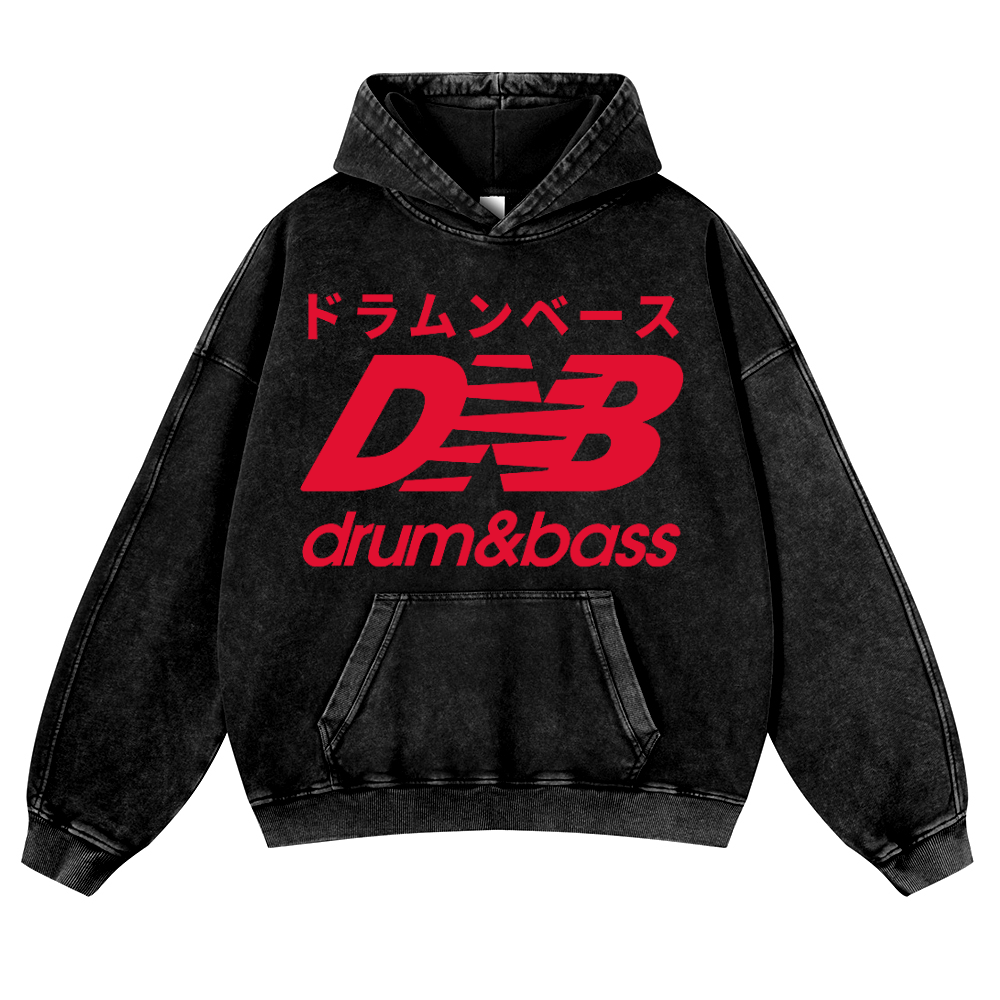 Drum and Bass Vintage Washed Thick Cotton Hoodie