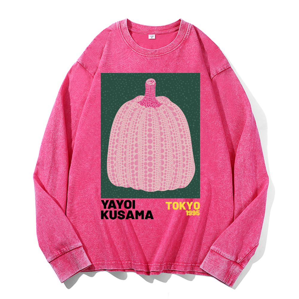 Yayoi Kusama Pumpkin Vintage Cotton Wash Crewneck Sweatshirt