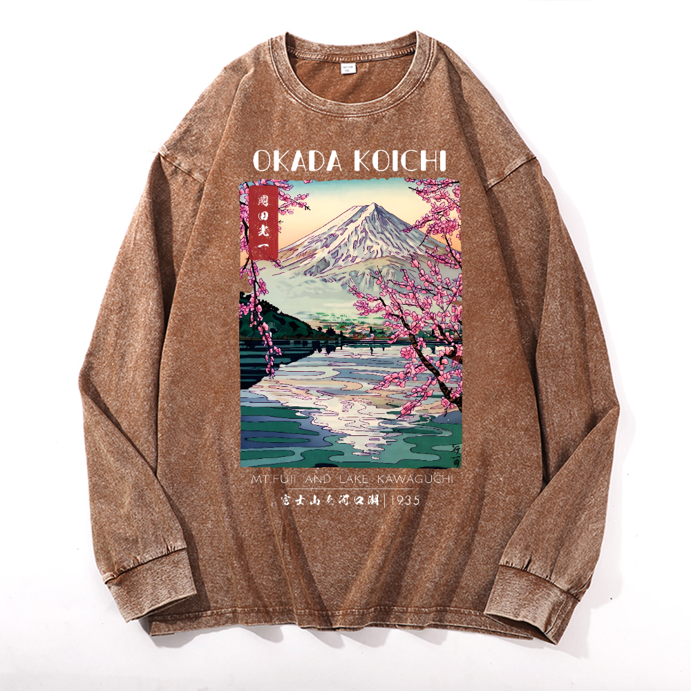Fuji and Lake Vintage Cotton Wash Crewneck Sweatshirt
