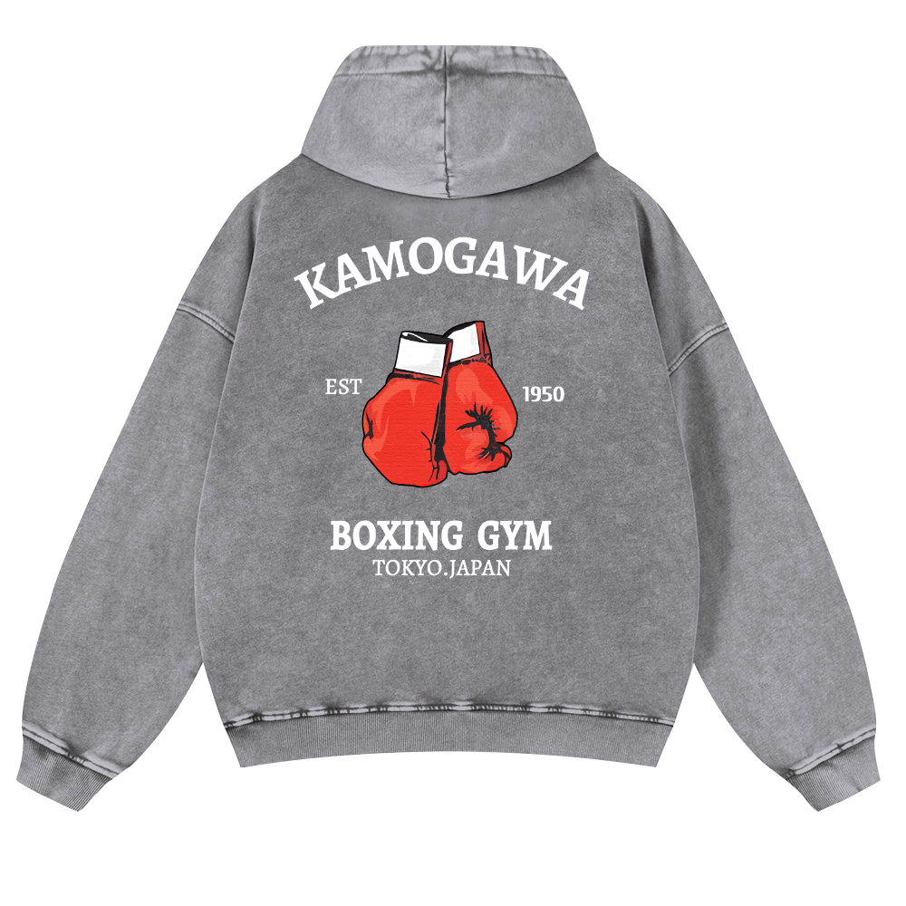 Kamogawa Vintage Washed Cotton Back Art Hoodie