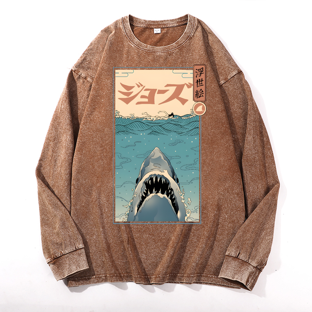 Jaws Vintage Cotton Wash Crewneck Sweatshirt