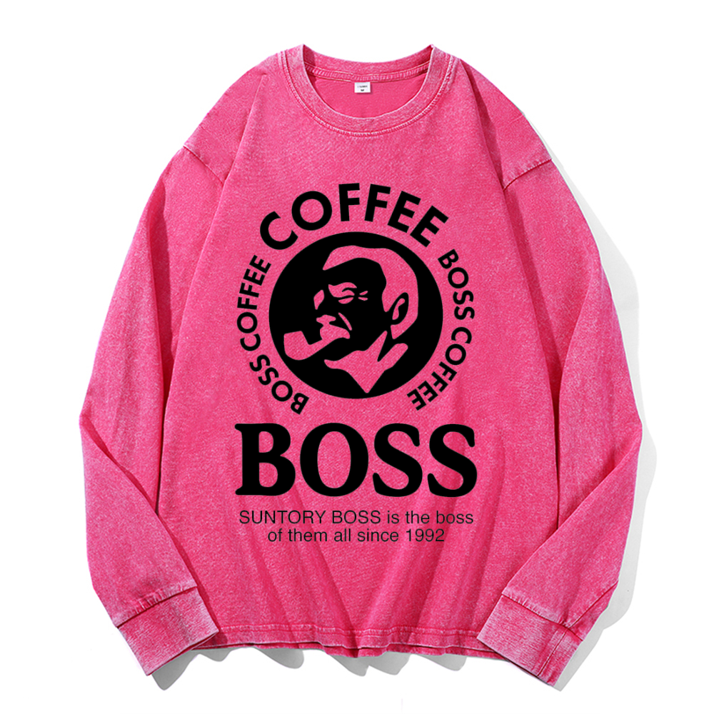 Coffee Boss Vintage Cotton Wash Crewneck Sweatshirt