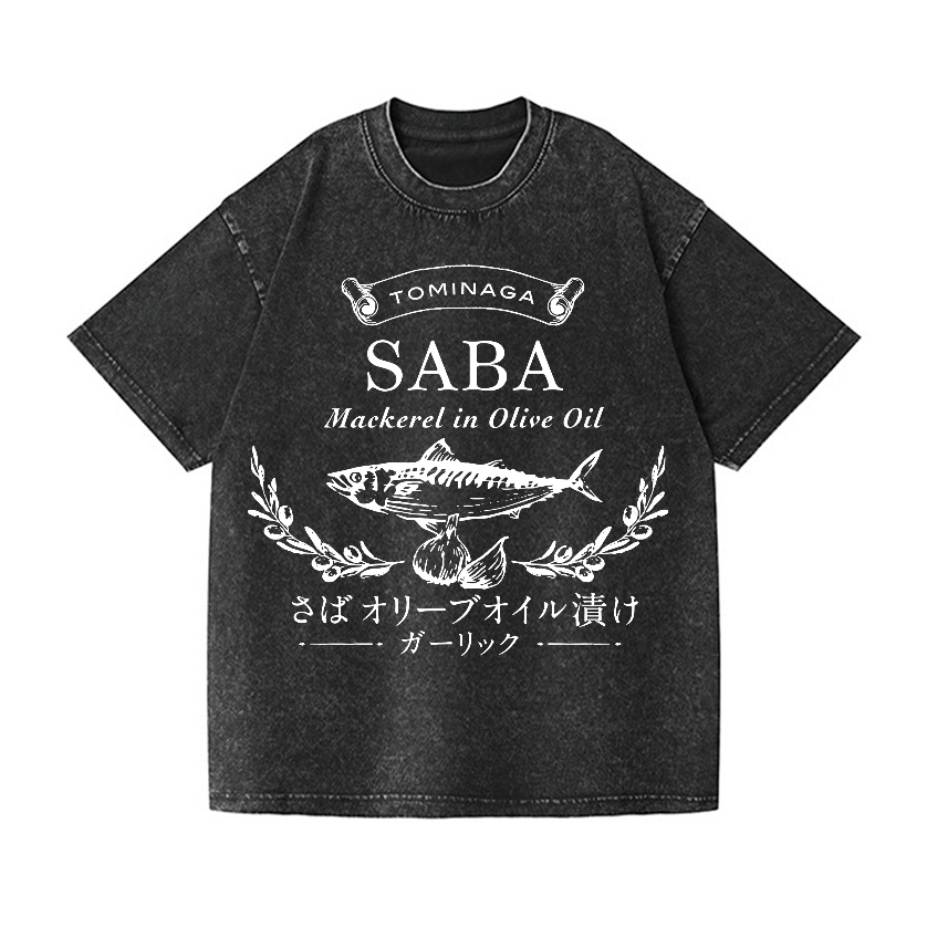 Mackerel Fish Vintage Wash Japanese Design T-Shirt