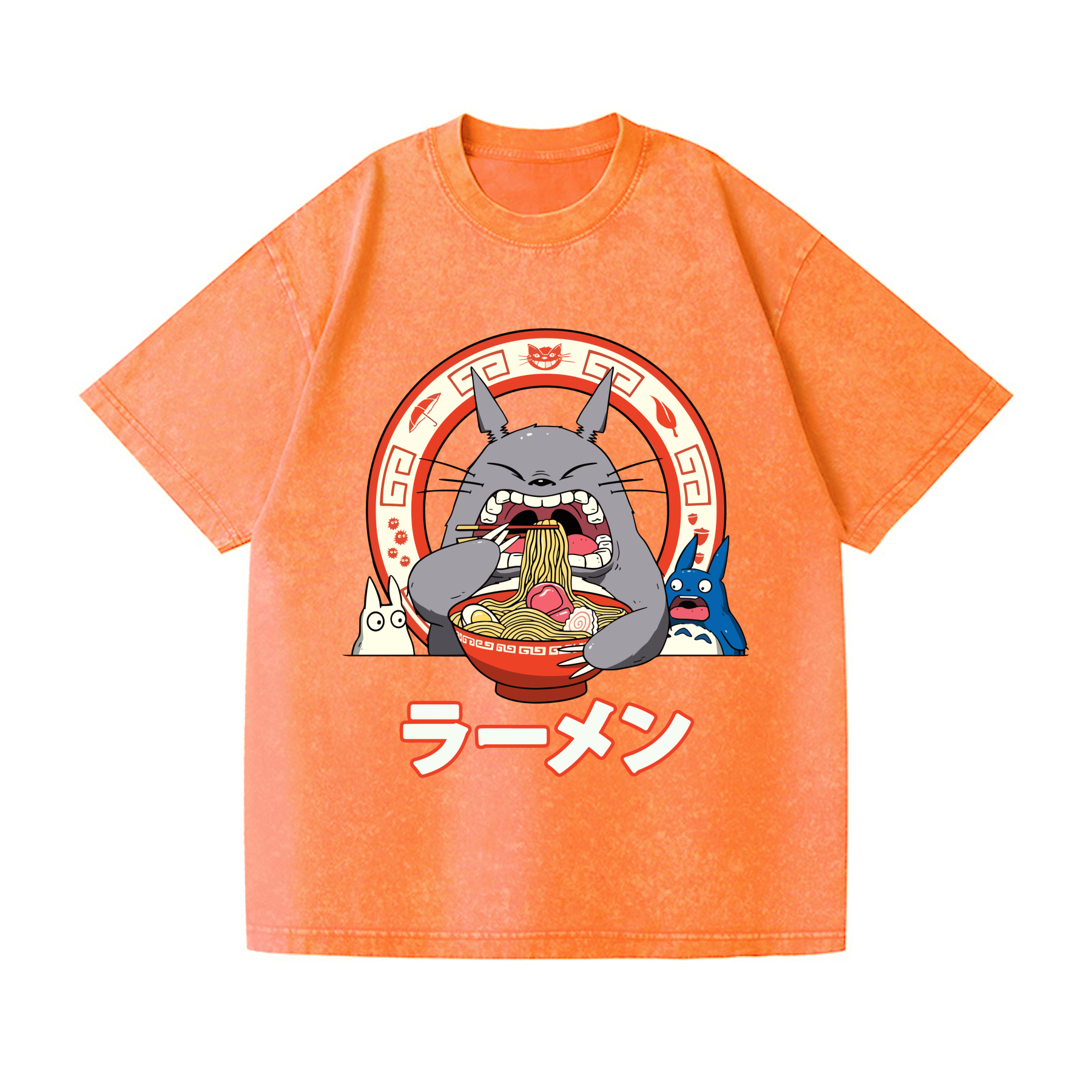 Ghibli Totoro Ramen  Anime Vintage Wash Japanese Design T-Shirt