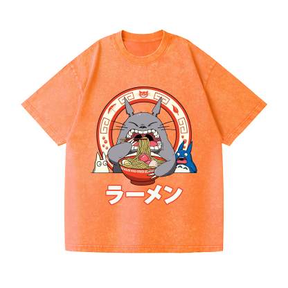 Ghibli Totoro Ramen  Anime Vintage Wash Japanese Design T-Shirt