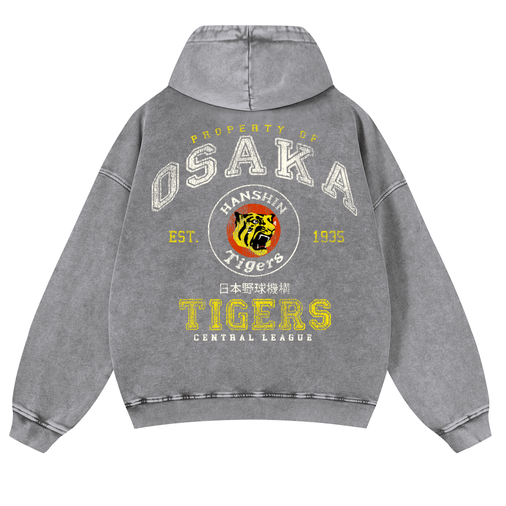 Osaka Hanshin Tigers Vintage Washed Cotton Back Art Hoodie