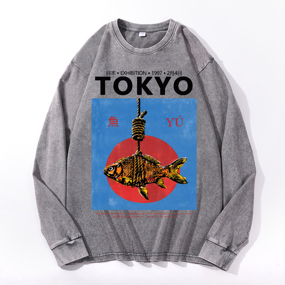 Tokyo Fish Vintage Cotton Wash Long-sleeve T-shirt
