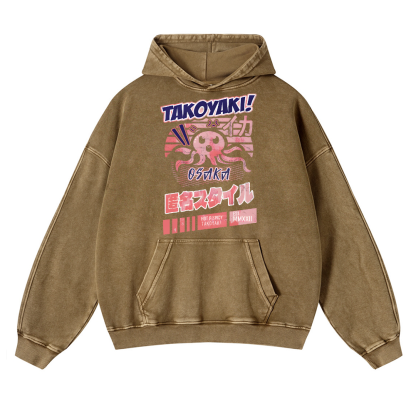 Takoyaki Octopus Vintage Washed Thick Cotton Hoodie