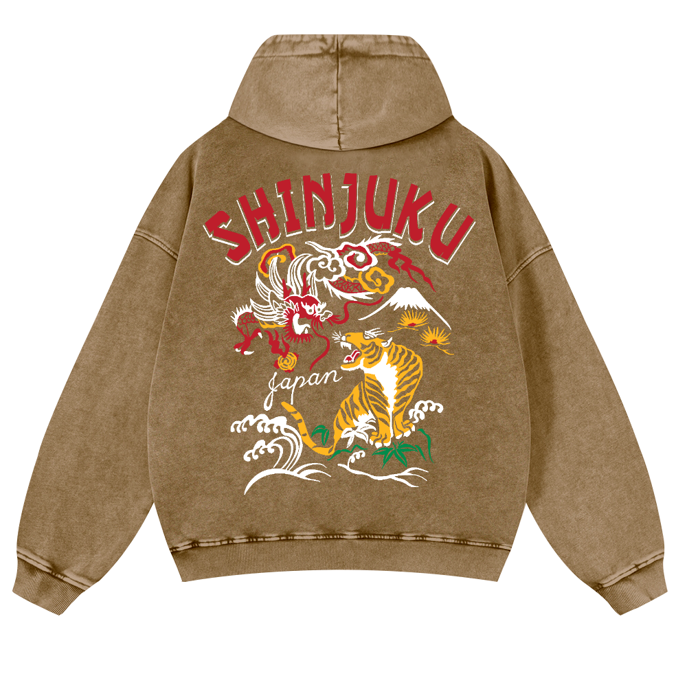 Shinjuku Tiger Loong Vintage Washed Cotton Back Art Hoodie