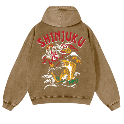 Shinjuku Tiger Loong Vintage Washed Cotton Back Art Hoodie