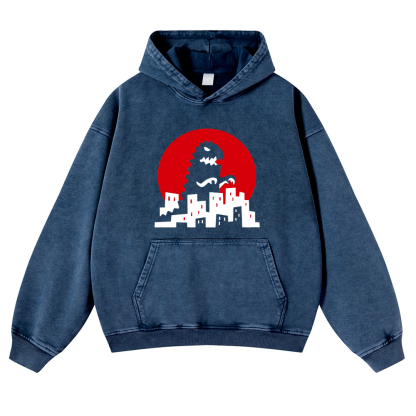Godzilla Vintage Washed Thick Cotton Hoodie