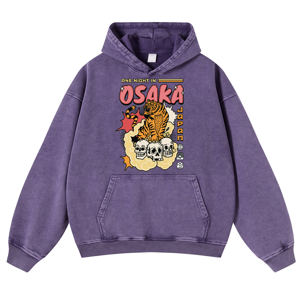 One Night in OSAKA Vintage Washed Thick Cotton Hoodie