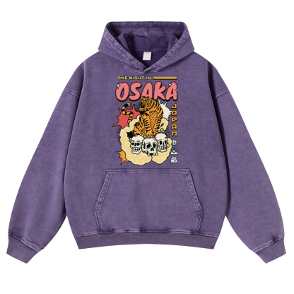 One Night in OSAKA Vintage Washed Thick Cotton Hoodie