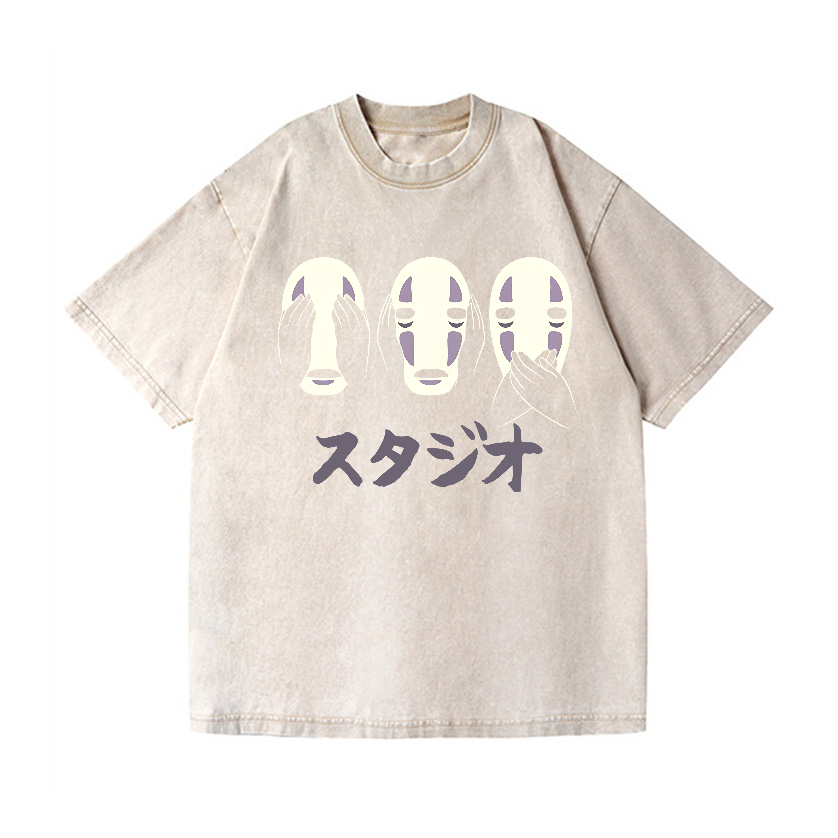 Ghibli No Face Vintage Wash Japanese Design T-Shirt