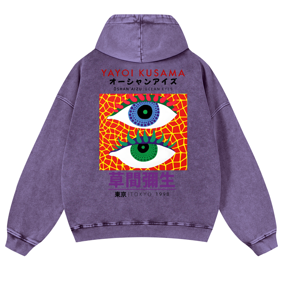 Yayoi Kusama Eyes Vintage Washed Cotton Back Art Hoodie