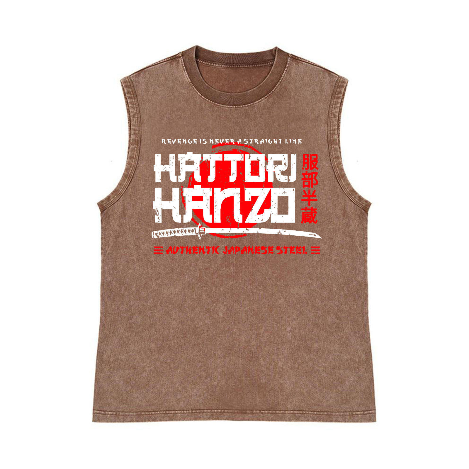 Hattori Hanzo Okinawa Japan Pure Cotton Wash-Dyed Sleeveless Tank Top