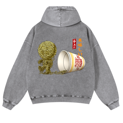 Ramen Mummy Vintage Washed Cotton Back Art Hoodie
