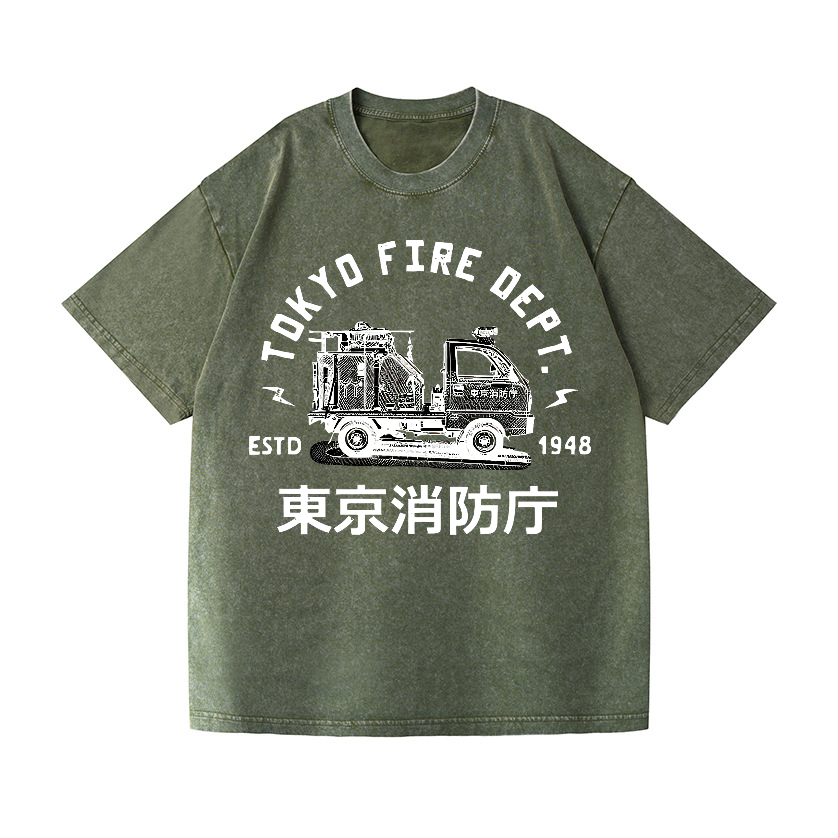 Mini Fire Truck Vintage Wash Japanese Design T-Shirt