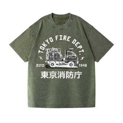 Mini Fire Truck Vintage Wash Japanese Design T-Shirt